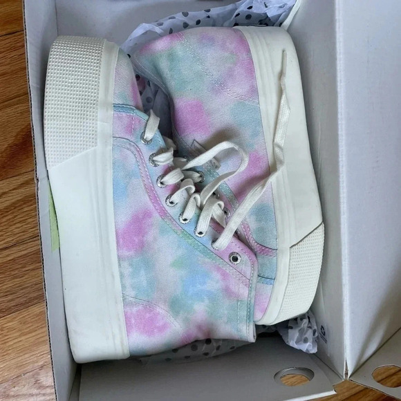 NWT Superga 2705 Hi Top Print Sneaker in Pastel TieDye, Size 39 - Picture 6 of 7